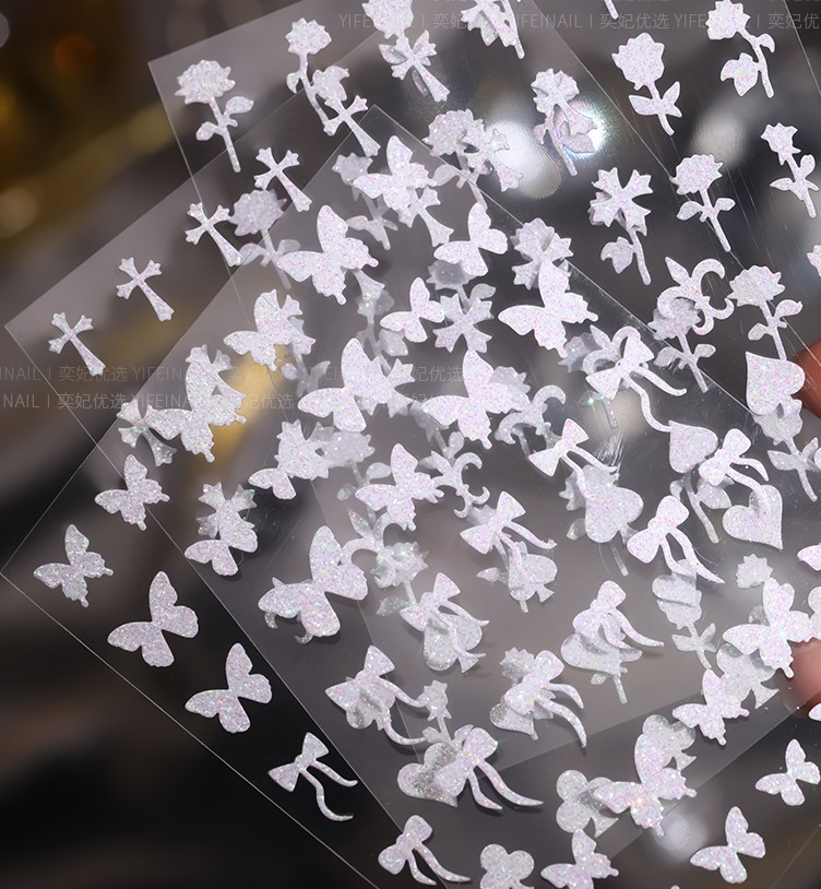 [Ảnh Thật] Sticker 3D | Nhũ Rắc Nổi Lấp Lánh | Hình Dán Móng Tay