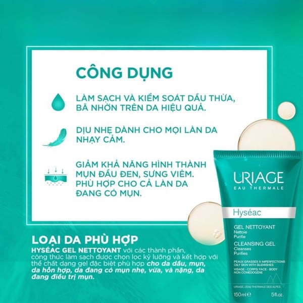 Gel Rửa Mặt Cho Da Dầu Mụn Uriage 150Ml
