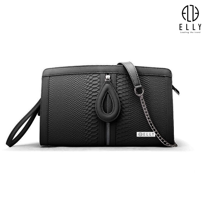 Túi clutch nữ cao cấp da thật ELLY- EC12 đen