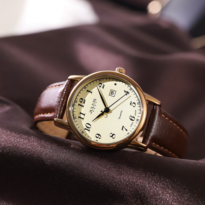 Julius Official | Đồng hồ nữ JULIUS JA508 dây da (nâu)