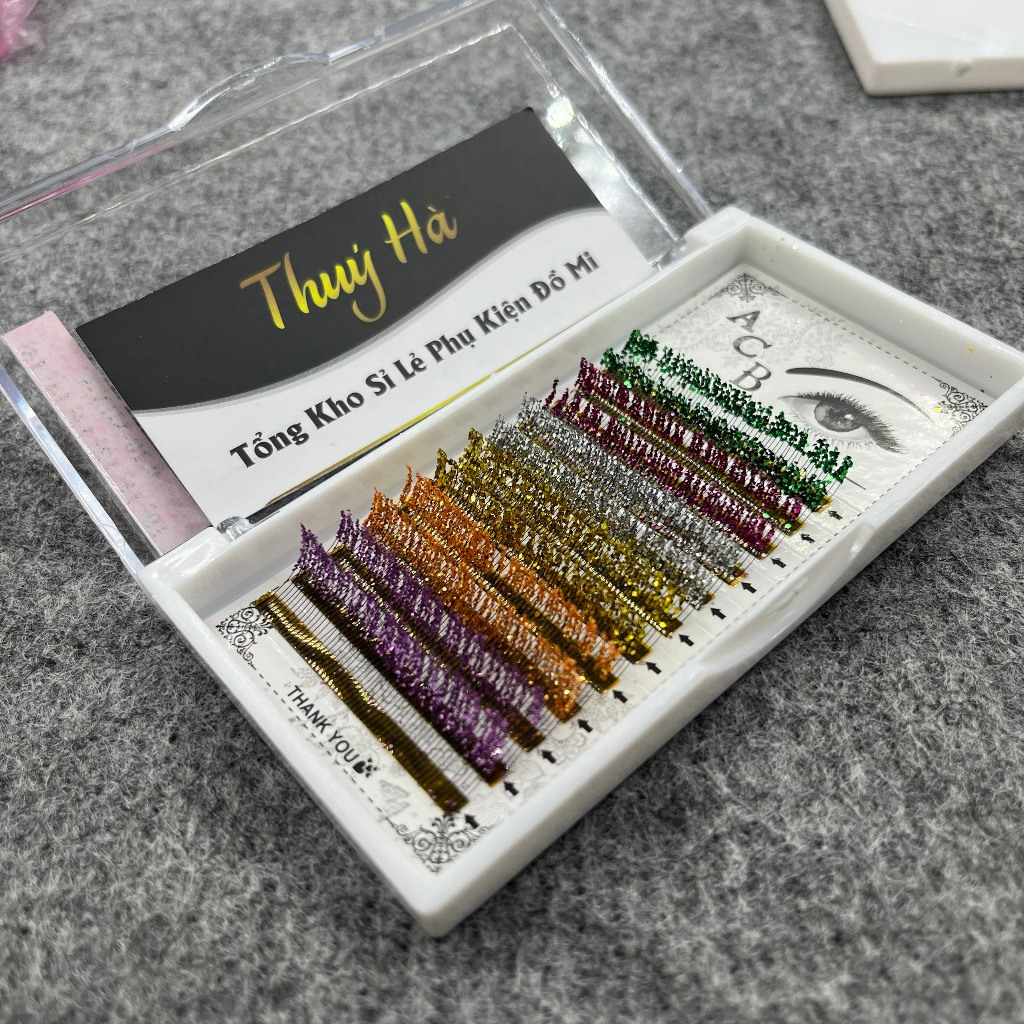 Mi khay Kim Tuyến Mix màu - mi kim tuyến0.10 Mix C (10-15mm)- dụng cụ nối mi_ thúy hà