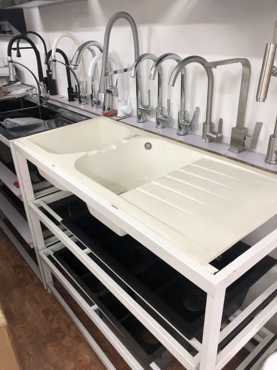 Chậu rửa bát đá trắng sữa made in korea