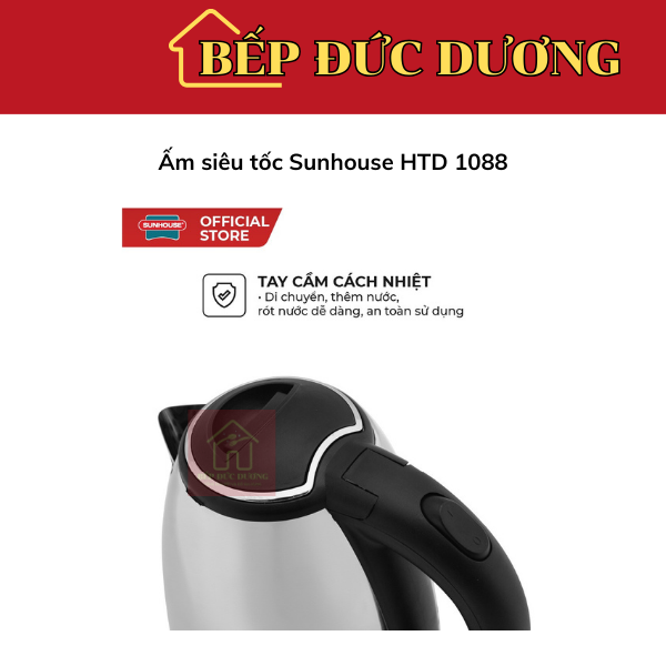 Ấm siêu tốc 1.8 Lít Sunhouse HTD1088 1500W- Bếp Đức Dương