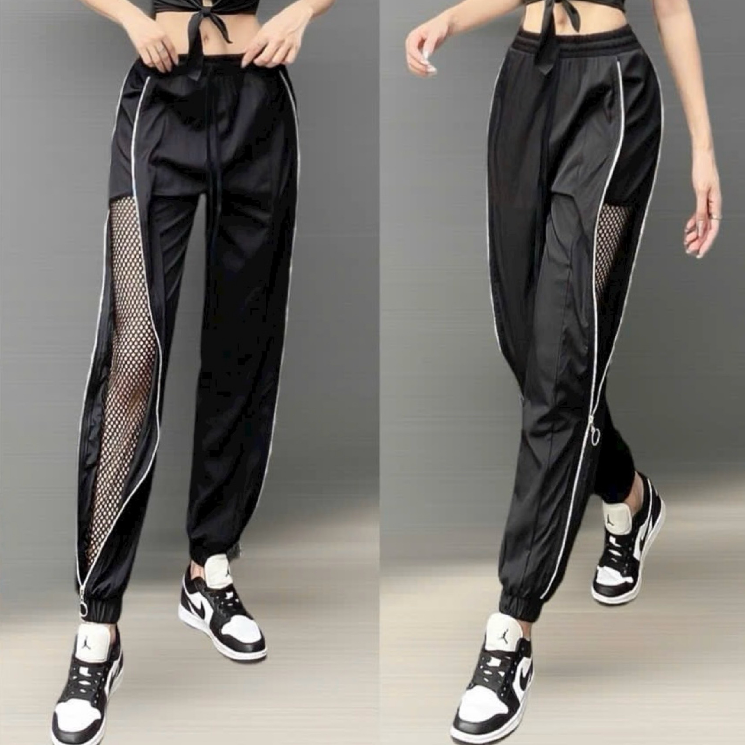quần thể thao chất gió phối lưới