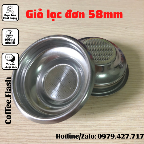 Giỏ Lọc Đơn Đôi 58mm- Chén lọc đơn đôi cho tay pha máy cà phê.