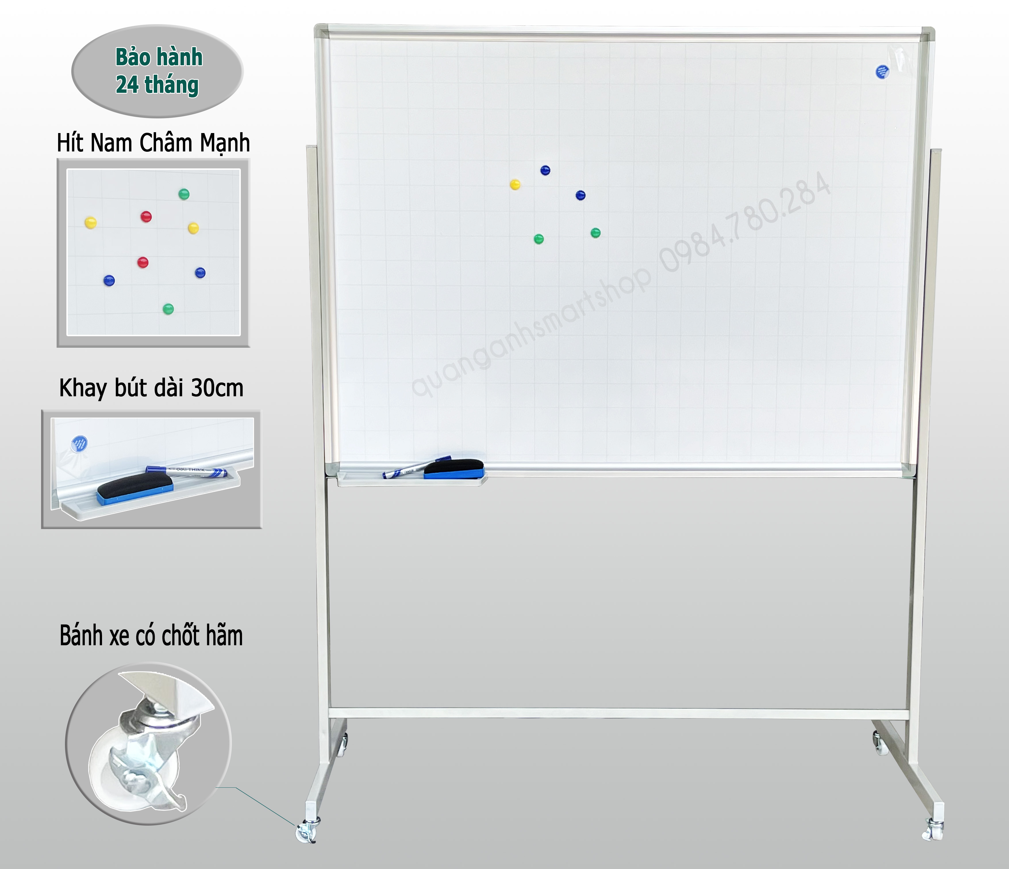 Bảng từ trắng di động 1 mặt 80x120cm