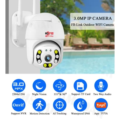 [HCM]Camera IP Robo FB-Link TY301 3.0MP (Phần mềm Tuya Quay theo chuyển động Đàm thoại 2 chiều) + Adapter