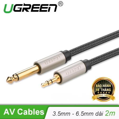 Cáp audio 3.5mm to 6.5mm dài 2m ugreen 10628 - hàng chính hãng