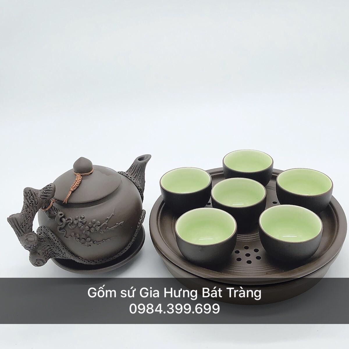 Bộ ấm chén  gốm sứ Gia Hưng Bát Tràng
