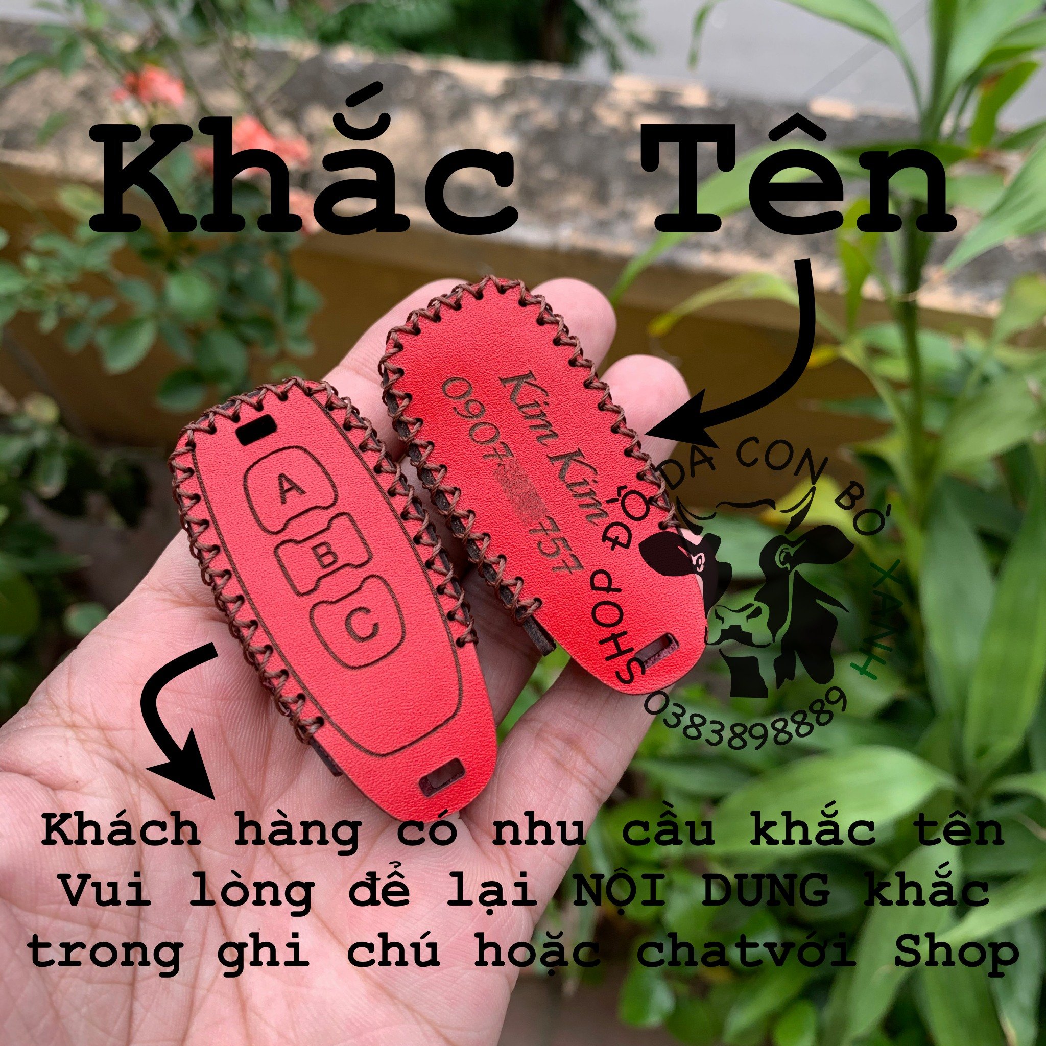 Bao da chìa khoá hyperion mẫu nút A B, 2 nút, 3 nút, 4 nút PHOM BÉ handmade da thật