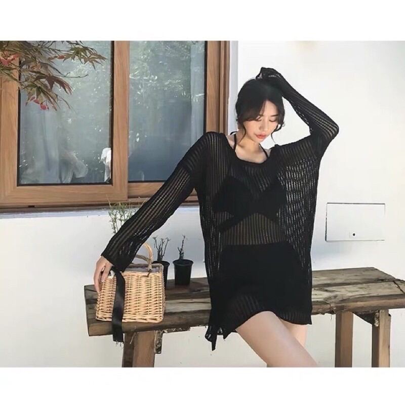 Áo khoác lưới đi biển form rộng siêu đẹp.