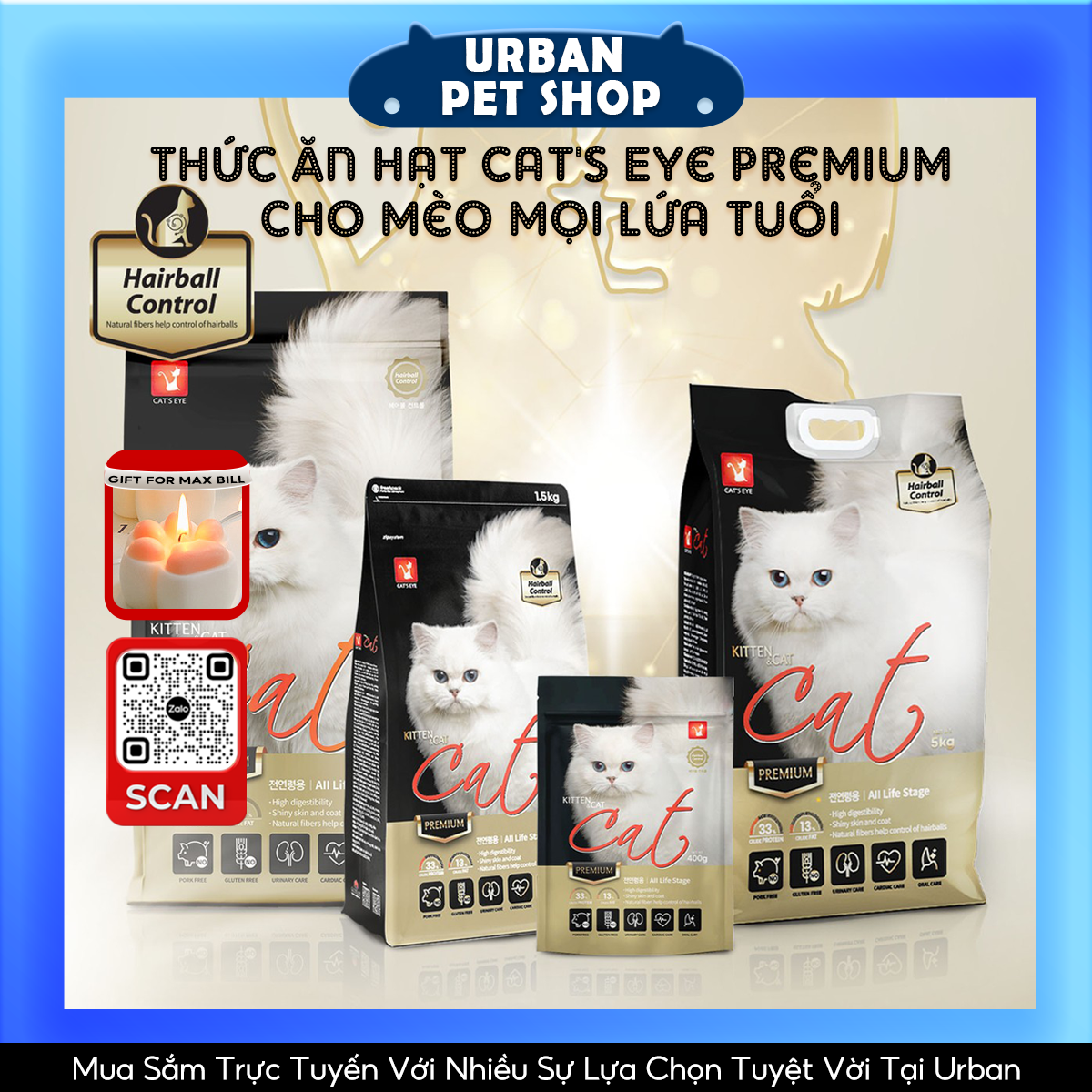 Thức Ăn Hạt Cat's Eye Premium Dành Cho Mèo Mọi Lứa Tuổi