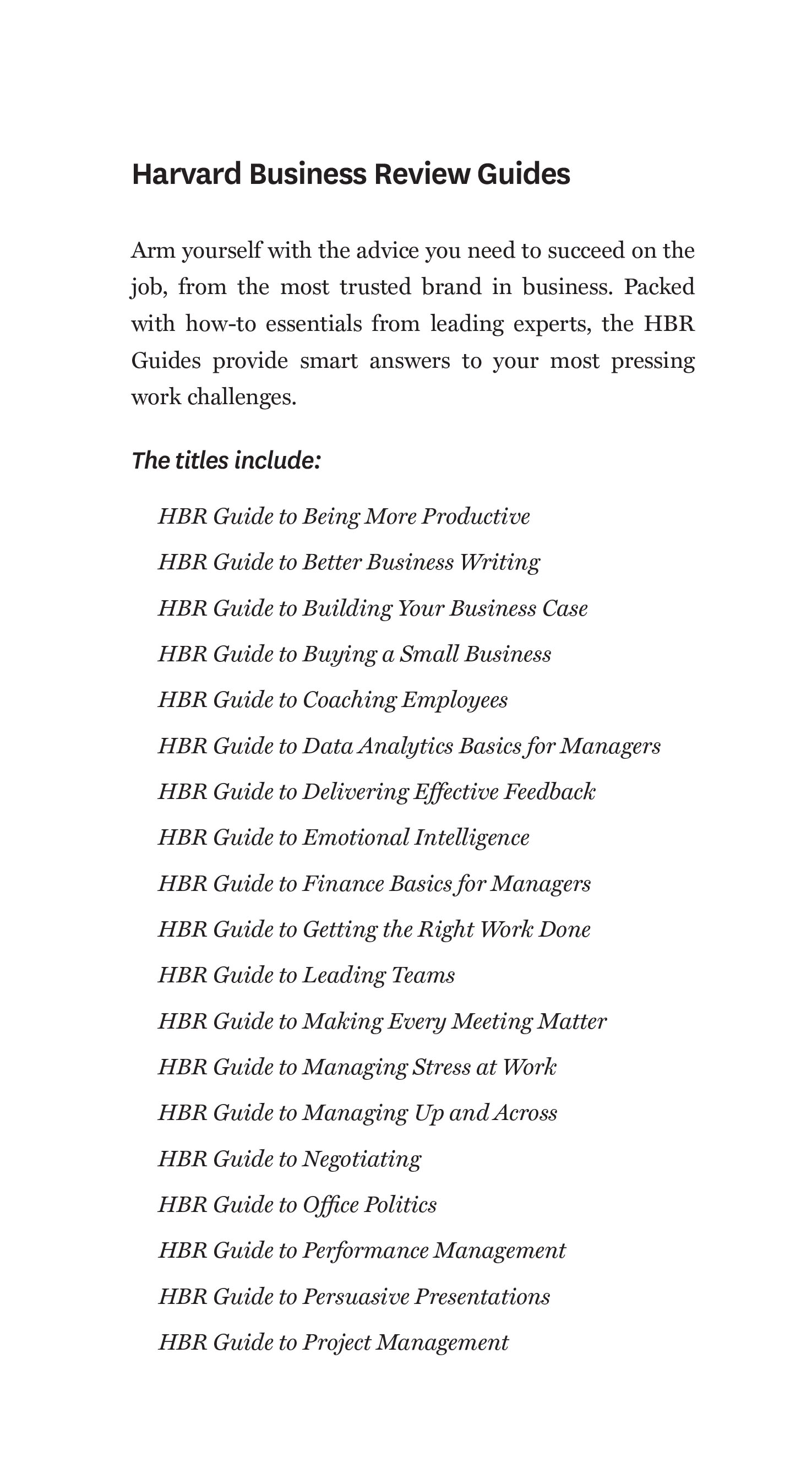 HBR Guide to Data Analytics Basics for Managers