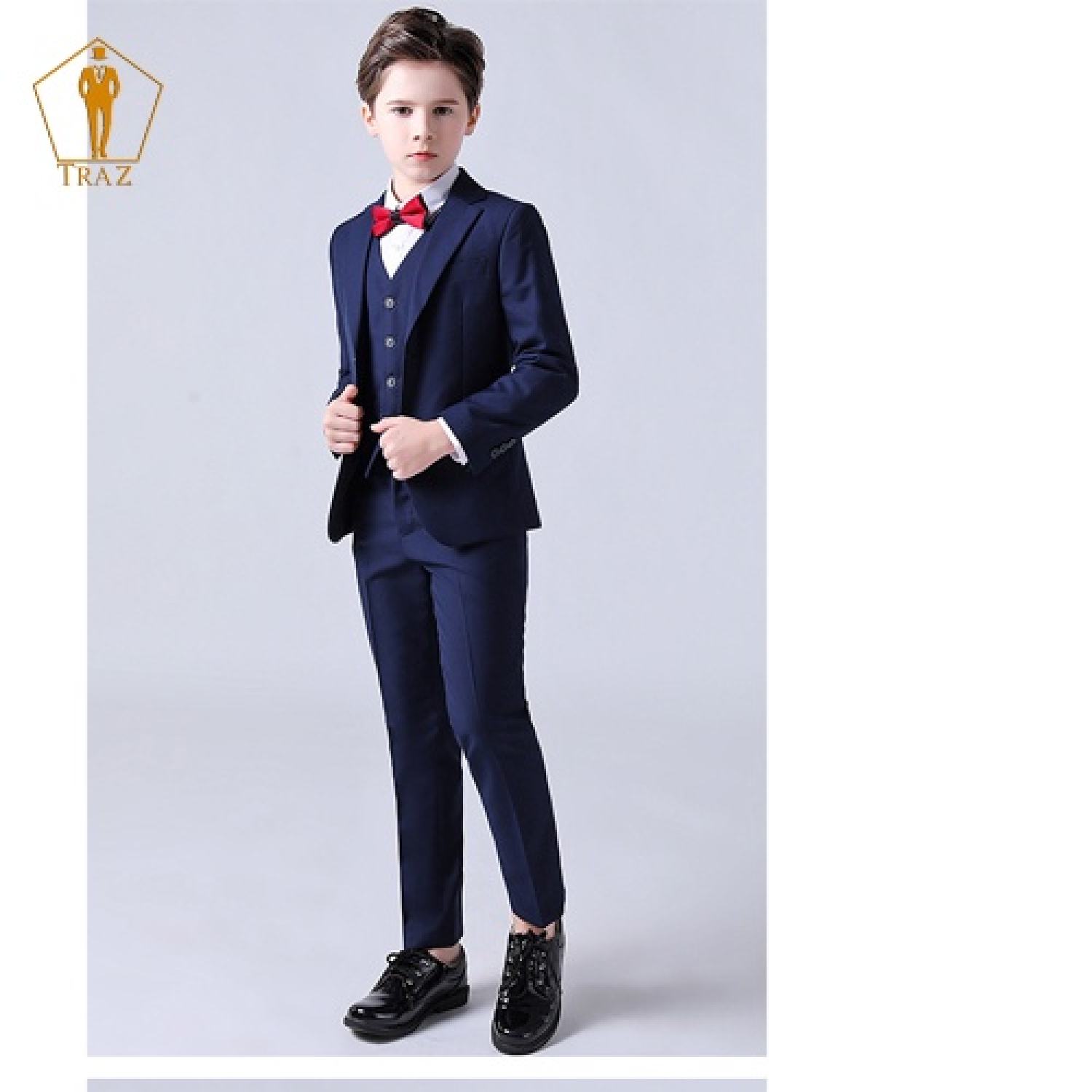 Bộ, Set Vest Đen, Xanh Cho Bé Trai, Trẻ Em, Con Nít(1 quần, 1 áo vest, 1 ghile, 1 nơ)(bé mập, tròn hoặc cao tăng 1 đến 2 size)