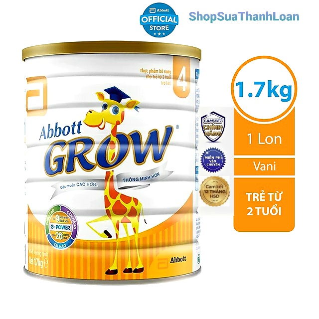 (HSD T9-2026) Sữa Bột Abbott Grow 4 - Lon 1.7Kg (Dành Cho Bé Trên 2 Tuổi).