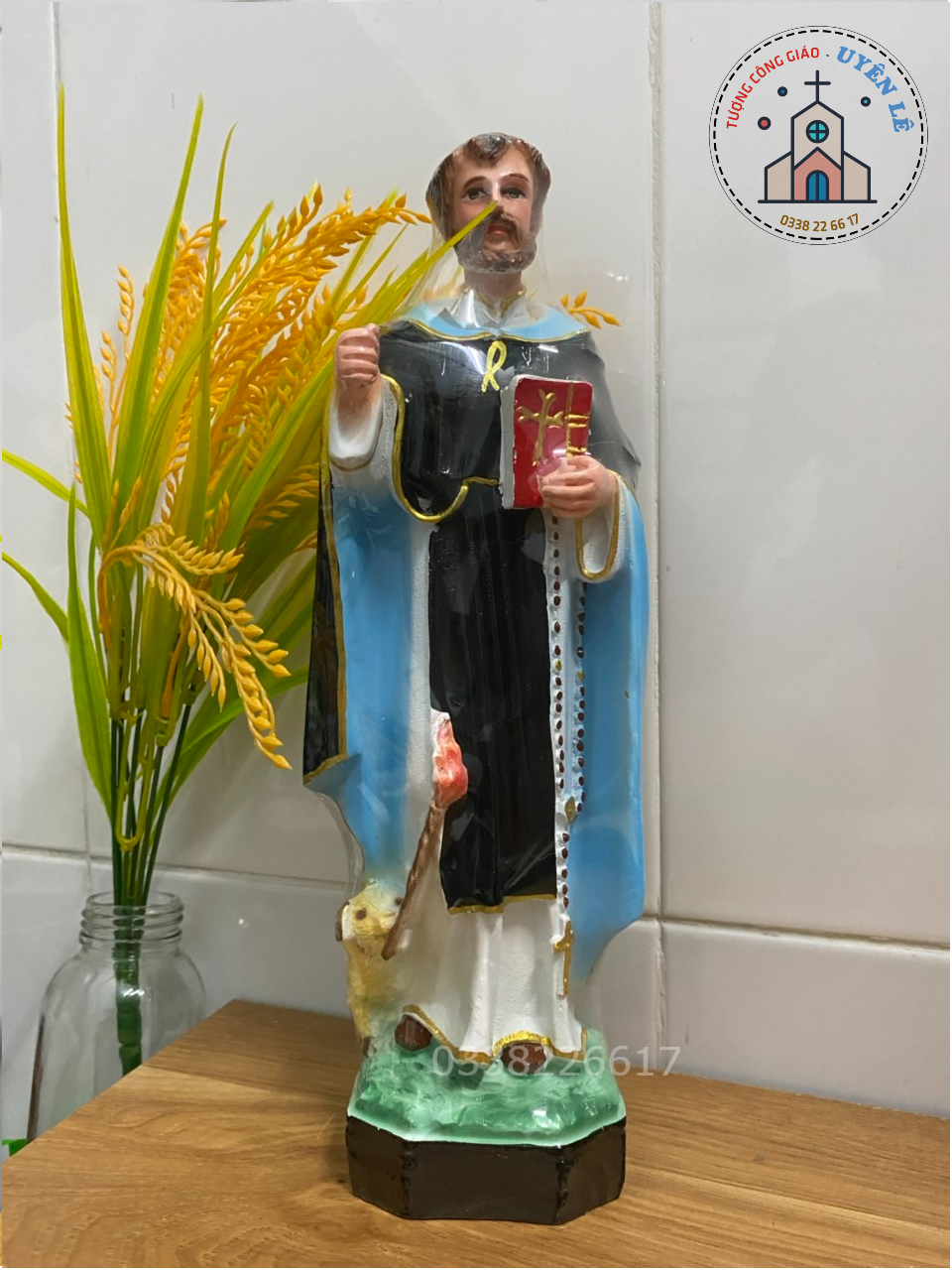 Tượng Thánh Đa Minh cao 30 cm