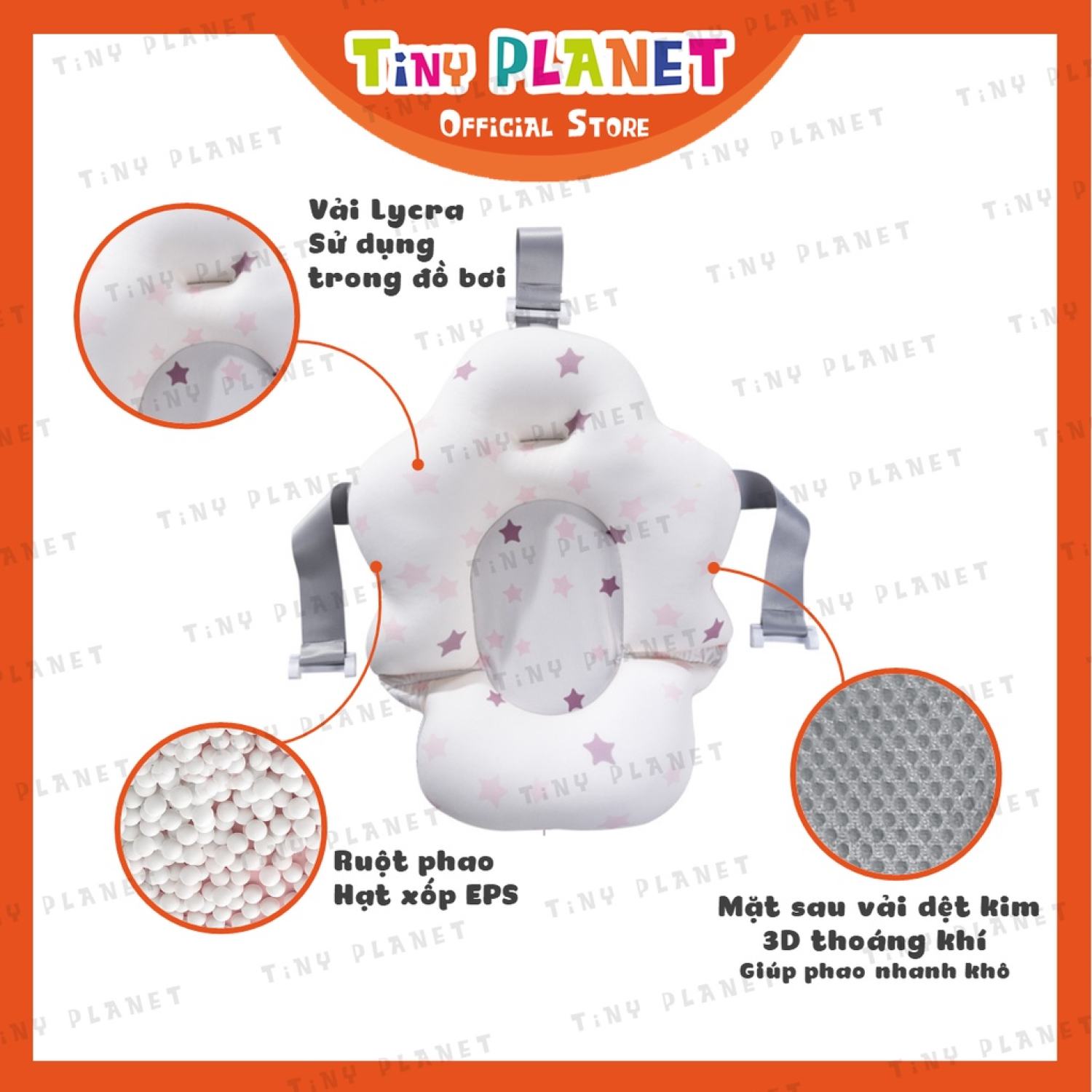 [2 KÍCH CỠ] Phao tắm đệm tắm sơ sinh cho bé hình sao Tiny Planet