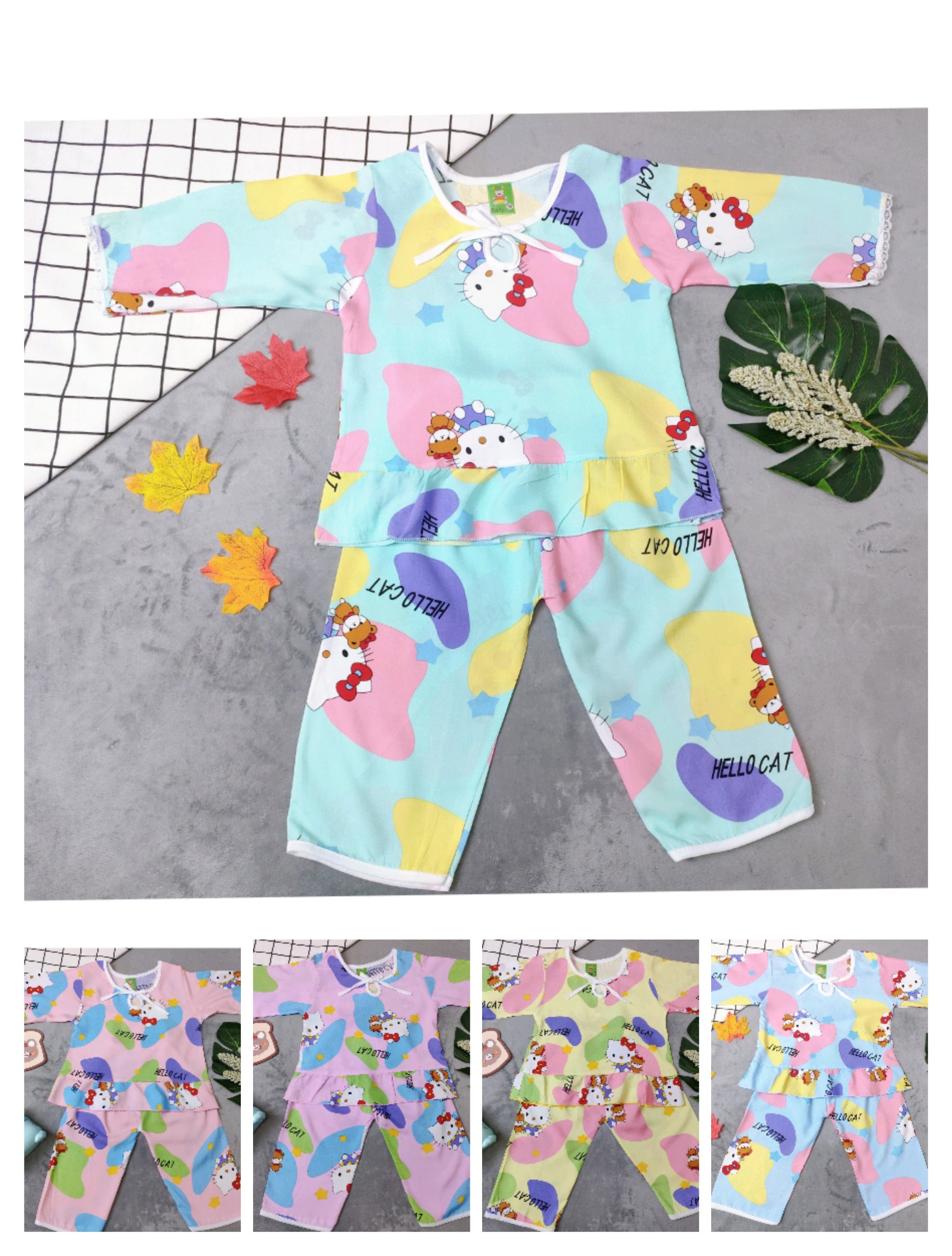 (3 bộ 3 màu 3 họa tiết khác nhau) Combo 3 bộ tole tay dài bé gái (12-18kg)