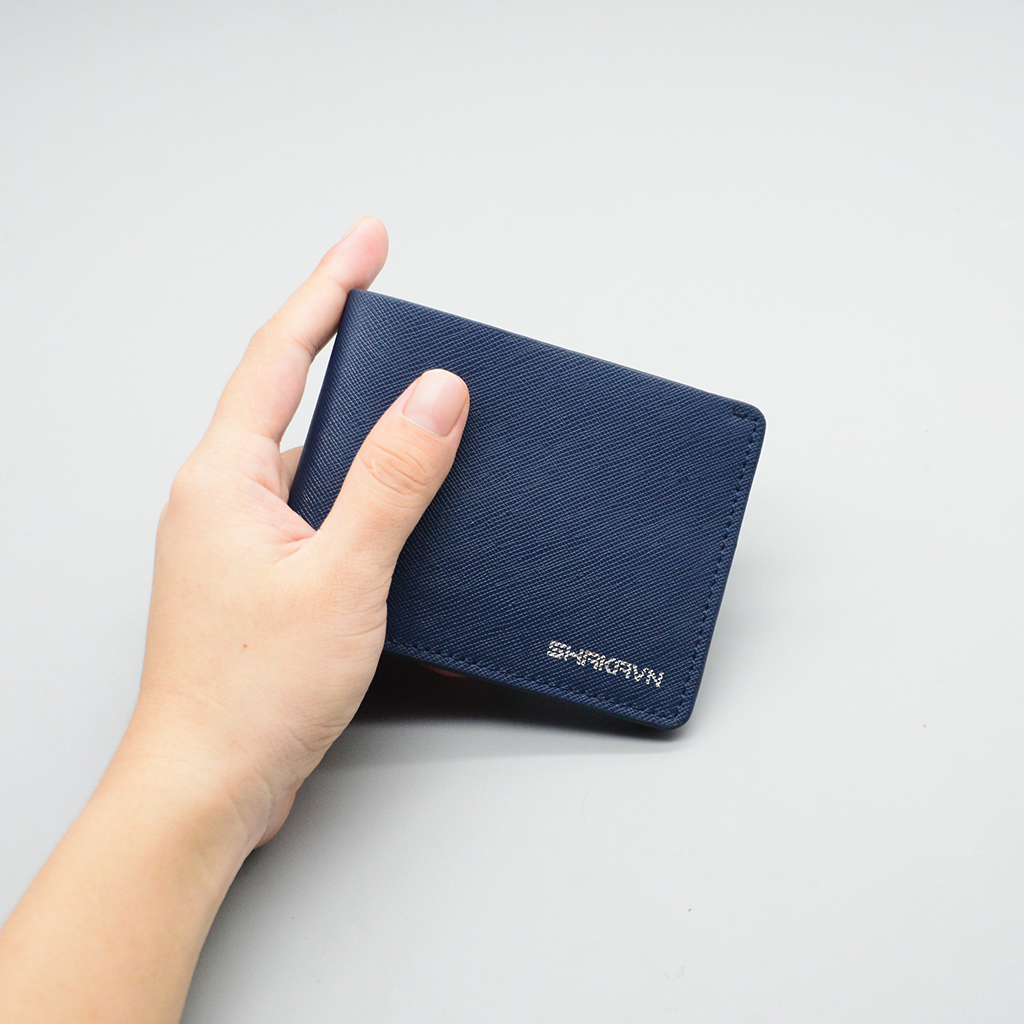 Ví Da Bò Saffiano Shakavn SK203N (xanh navy)