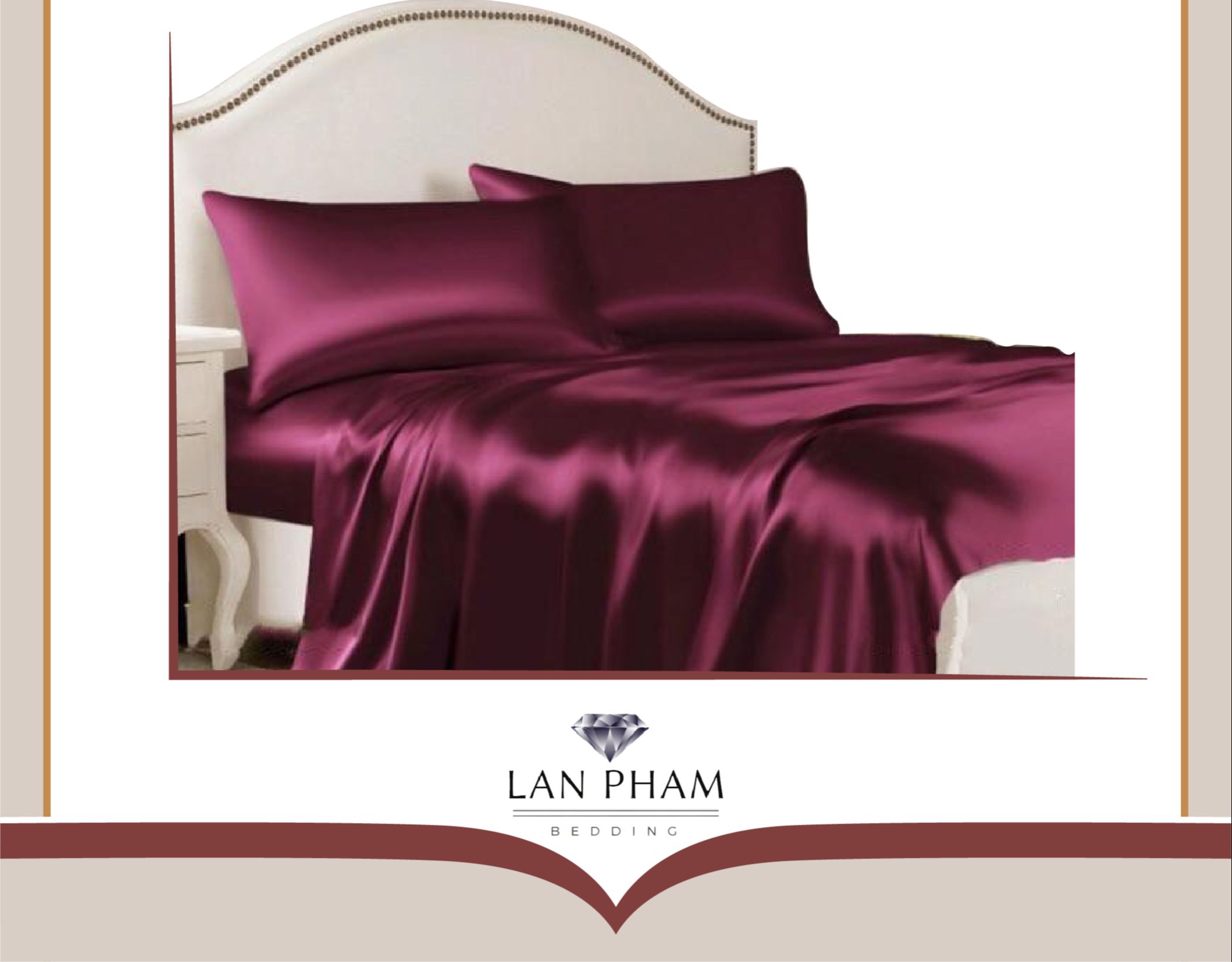 ( Lụa Loại 1) Ga - Drap Giường Lẻ Phi Lụa Lan Pham Bedding - Màu Đỏ Mận