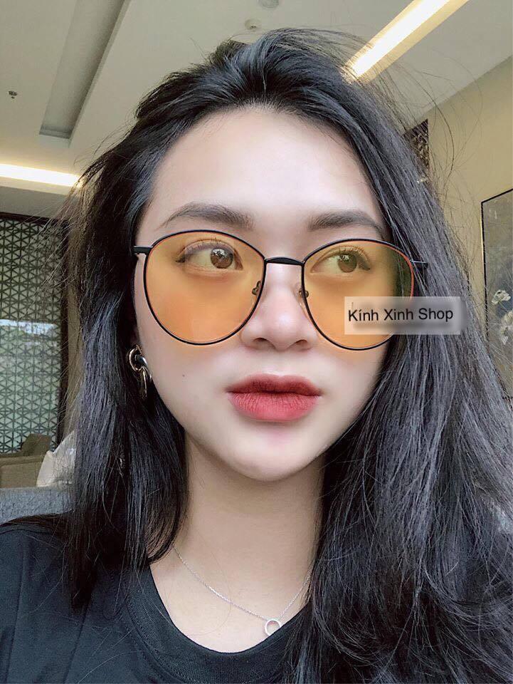Kính râm mắt tròn màu vàng thời trang
