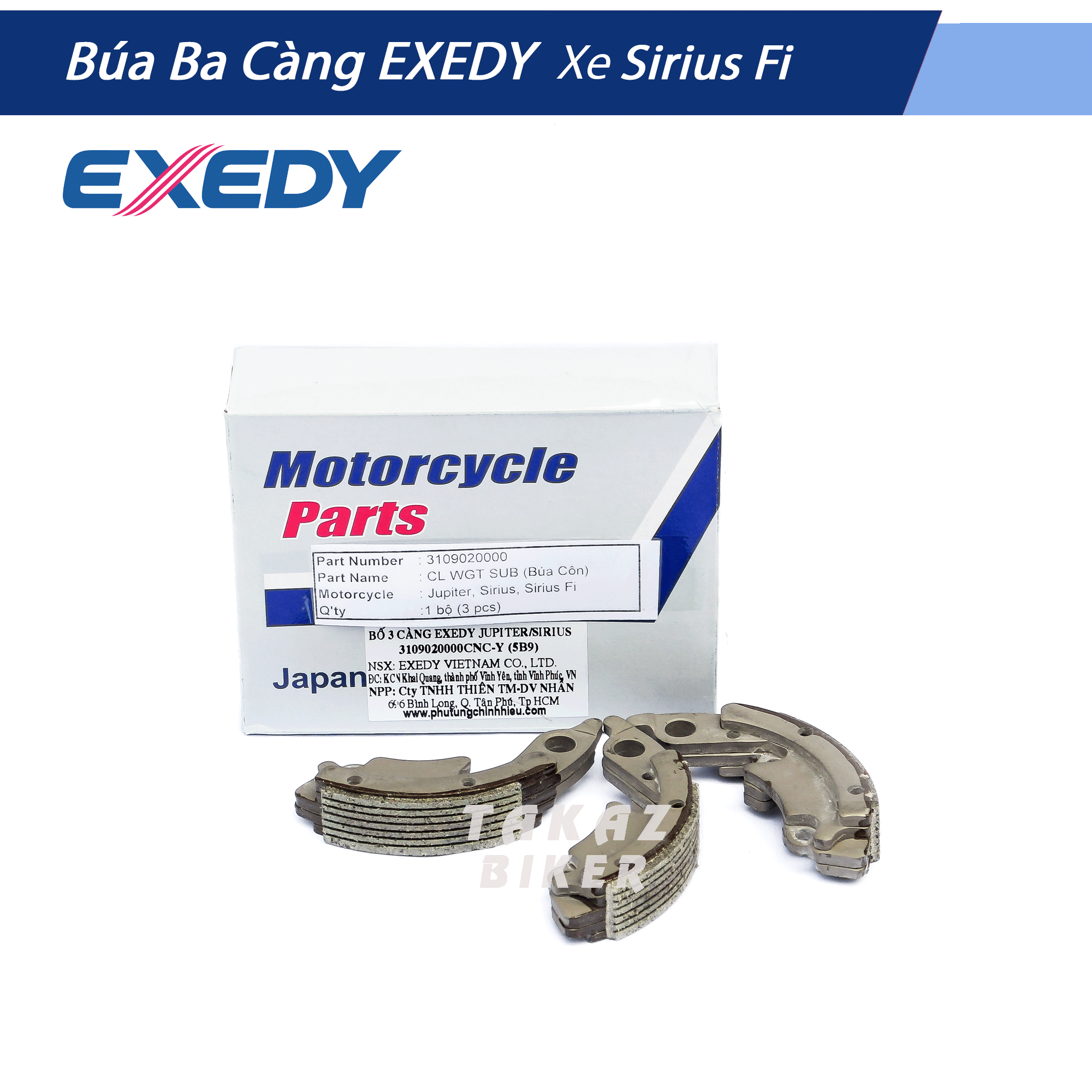 Bố ba càng nồi sau xe sirius fi 110 hàng exedy