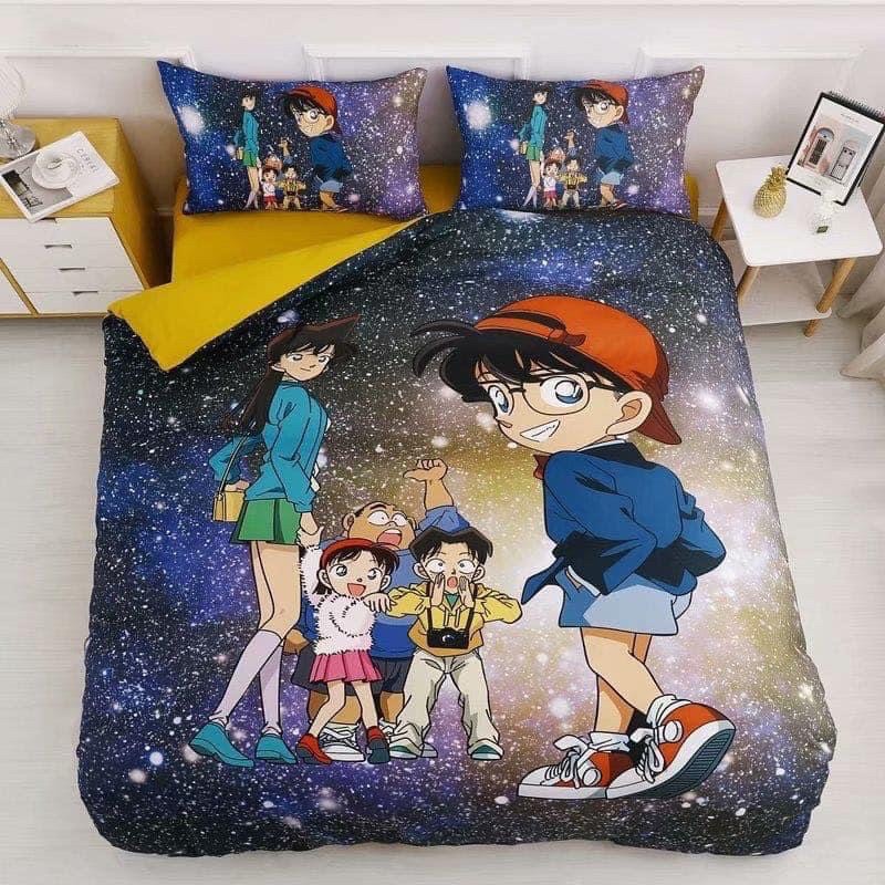 Bộ chăn ga gối cotton tina 3d - thám tử conan