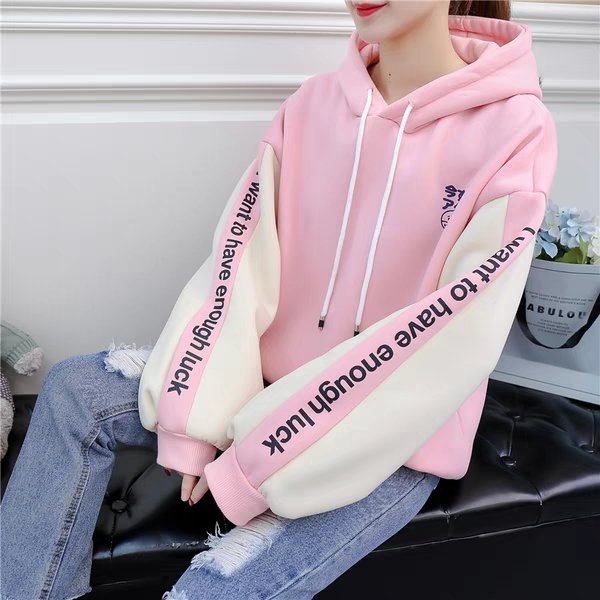 ÁO KHOÁC HOODIE NỮ PHỐI CHỮ SỌC CÁ TÍNH SIÊU ĐẸP PHONG CÁCH TÂY 2020