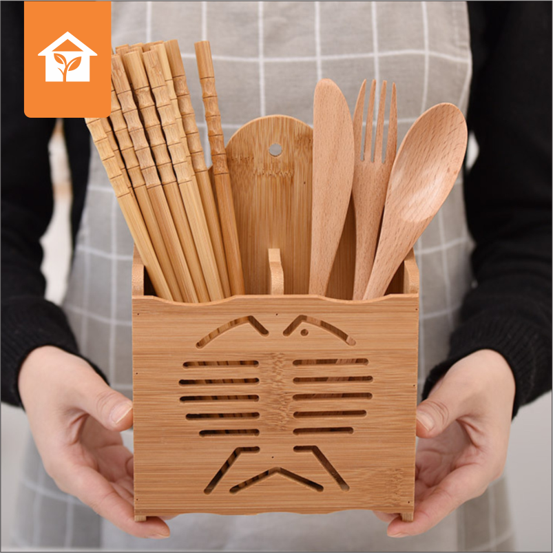 Ống đựng đũa, muỗng, thìa gỗ