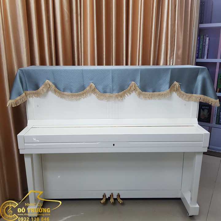 Khăn Phủ đàn piano cơ màu xanh vải cao cấp