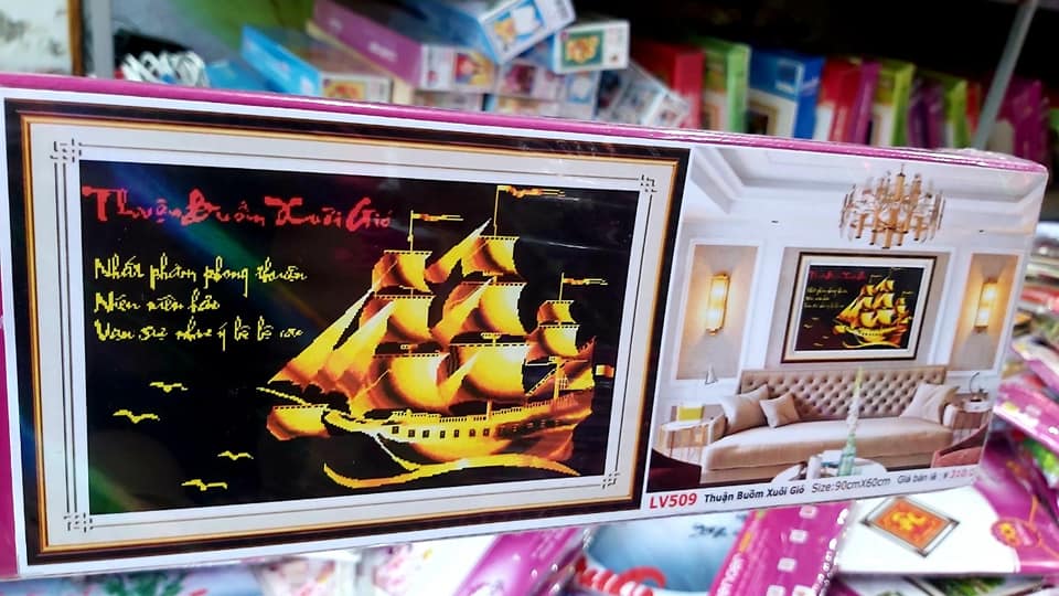Tranh đính đá 5D phong cảnh Thuận buồm xuôi gió  ( tranh chưa đính đá)