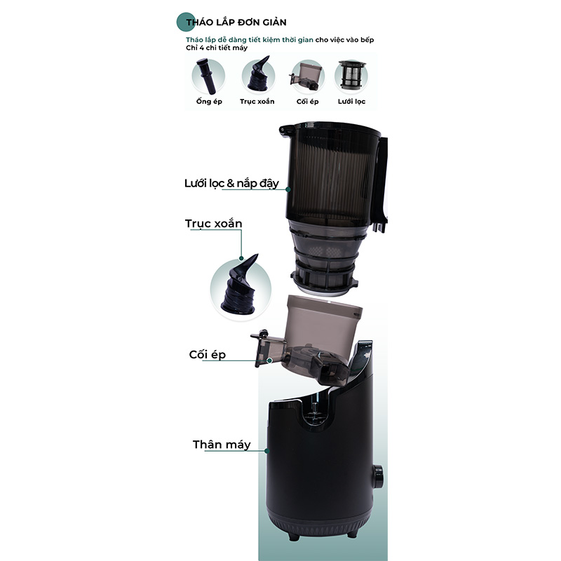 Máy ép chậm miệng rộng Magic Eco AC-144, hàng chính hãng