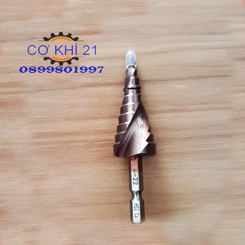 Mũi khoan bước tháp hss coban m35 4 - 22mm chuyên khoan inox..