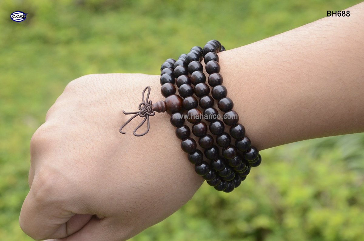 Chuỗi vòng đeo tay 6ly gỗ trắc tự nhiên 108 hạt thiết kế giản dị tinh tế /HAHANCO (BH688-6)