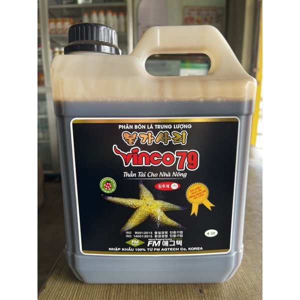 PHÂN BÓN LÁ TRUNG LƯỢNG VINCO79 can 4 Lít