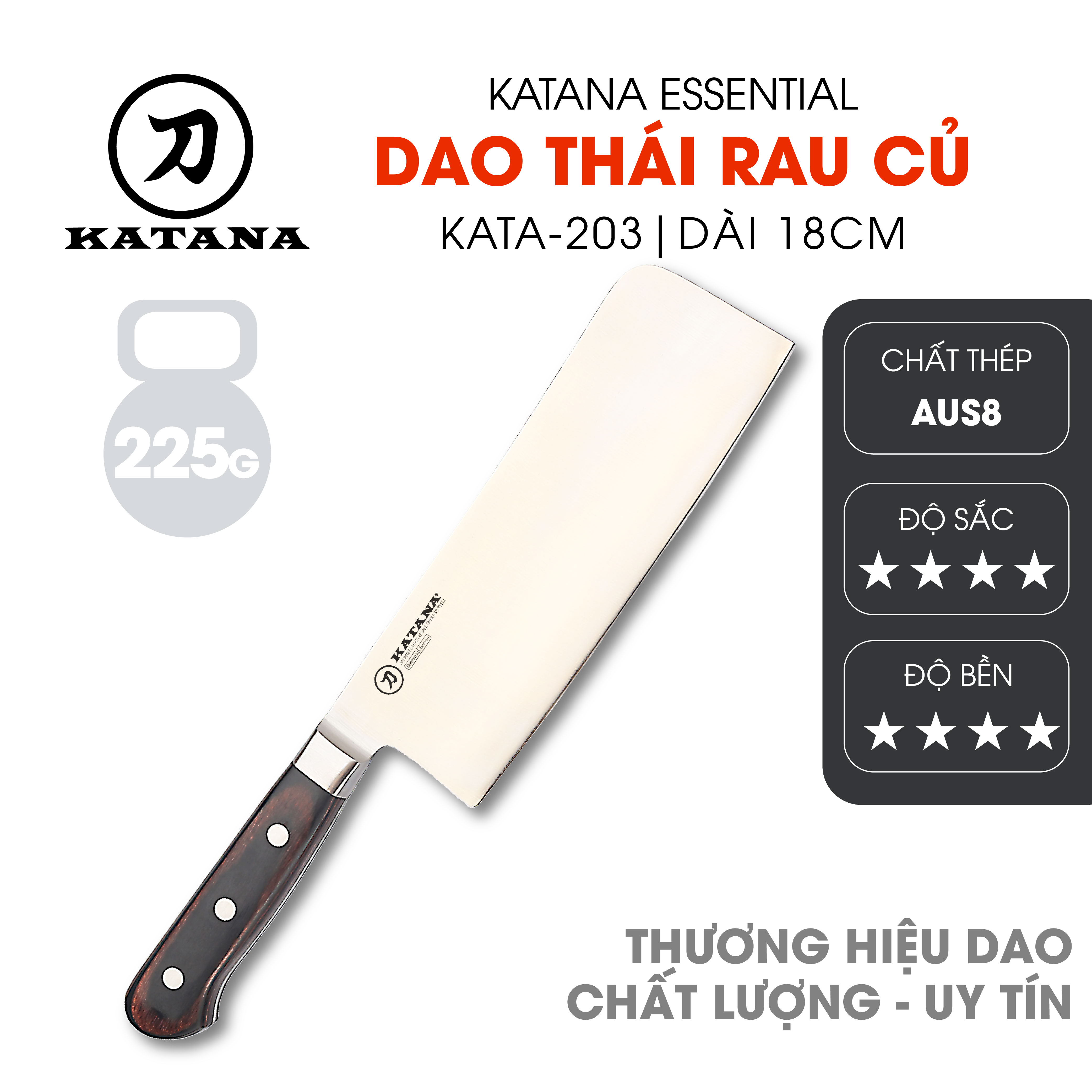 Dao bếp thương hiệu cao cấp katana essential nakiri - dao thái rau củ quả kata203