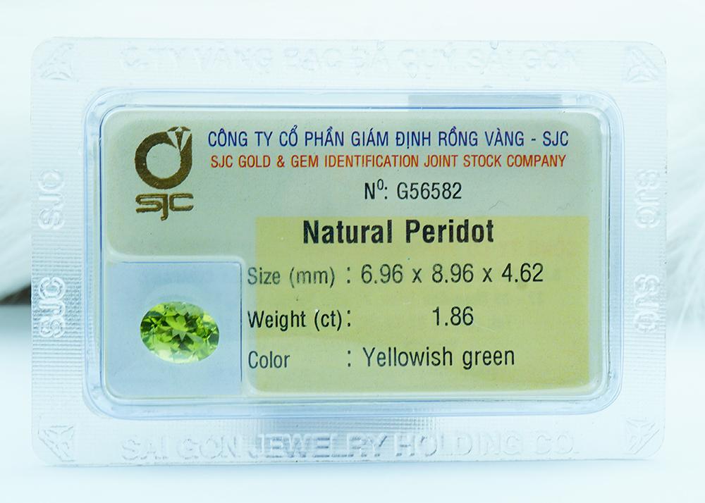 Mặt Đá Quý Peridot Tự Nhiên Kiểm Định Mài Giác Oval 6*9 Li