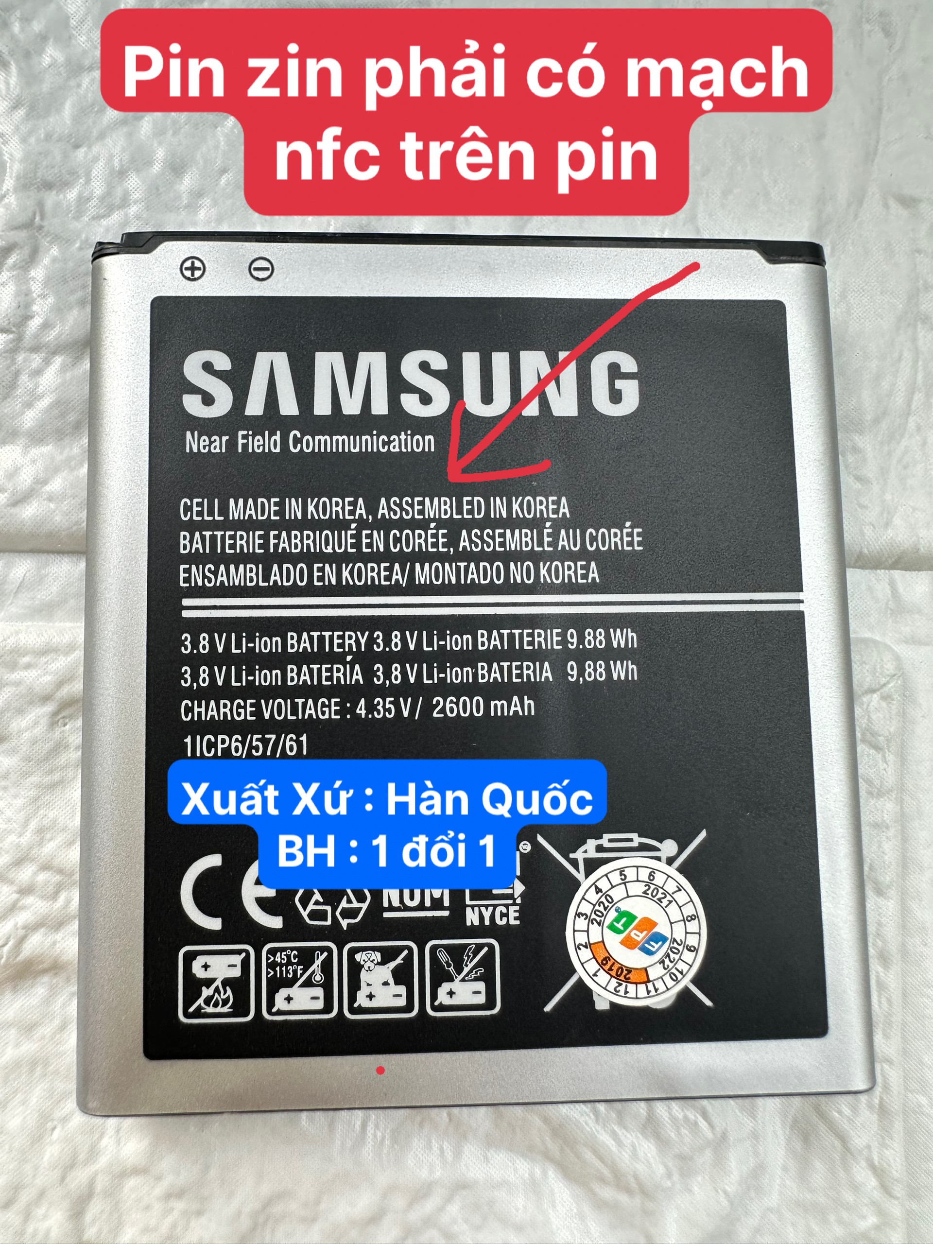 [HCM ] Pin samsung galaxy Grand Prime G530/J2-Prime/J3-2016/J500/J2PRO Cell made in Korea