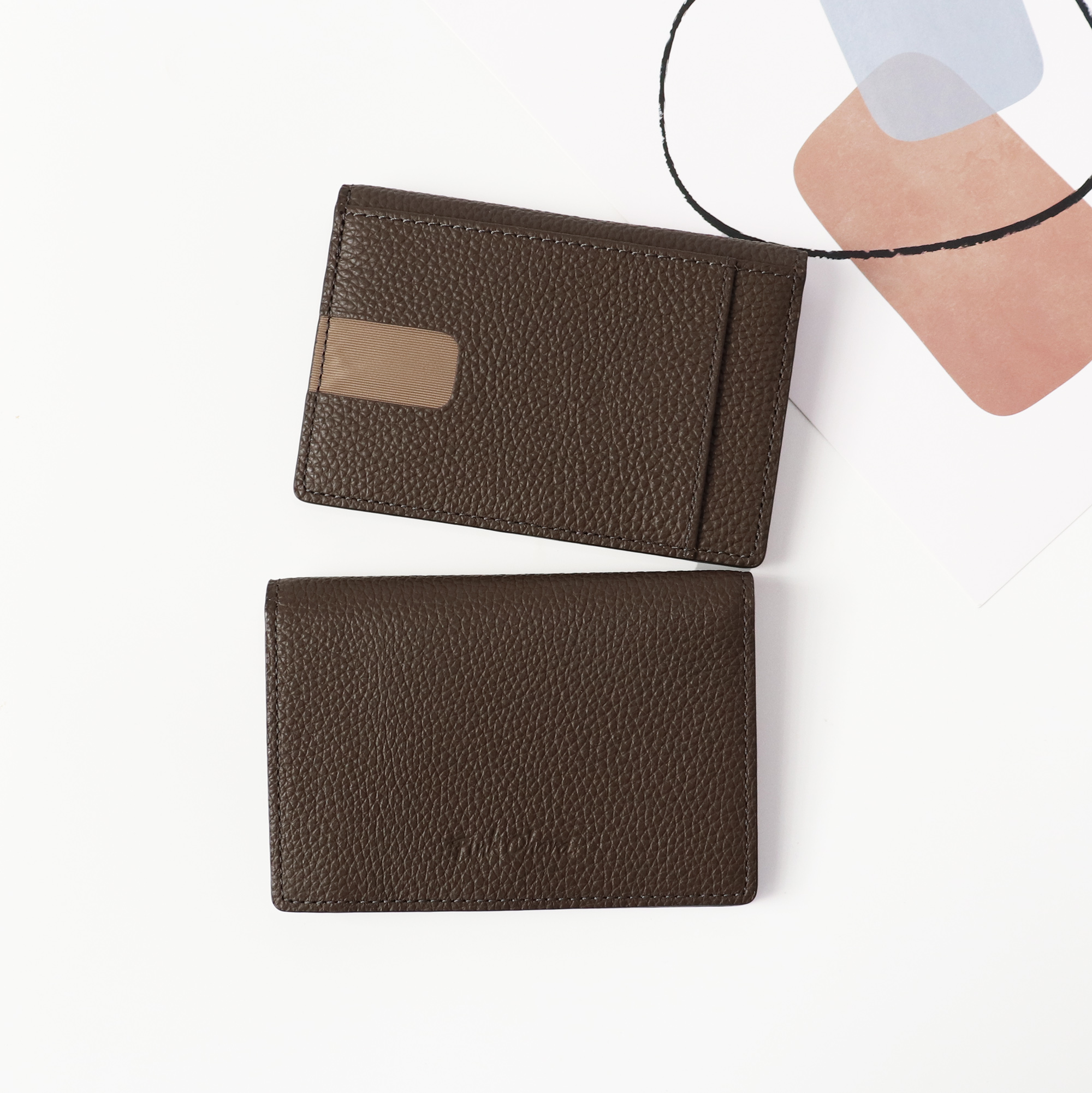 Ví đựng thẻ card Mundo - da bò vân hạt nhập Nhật