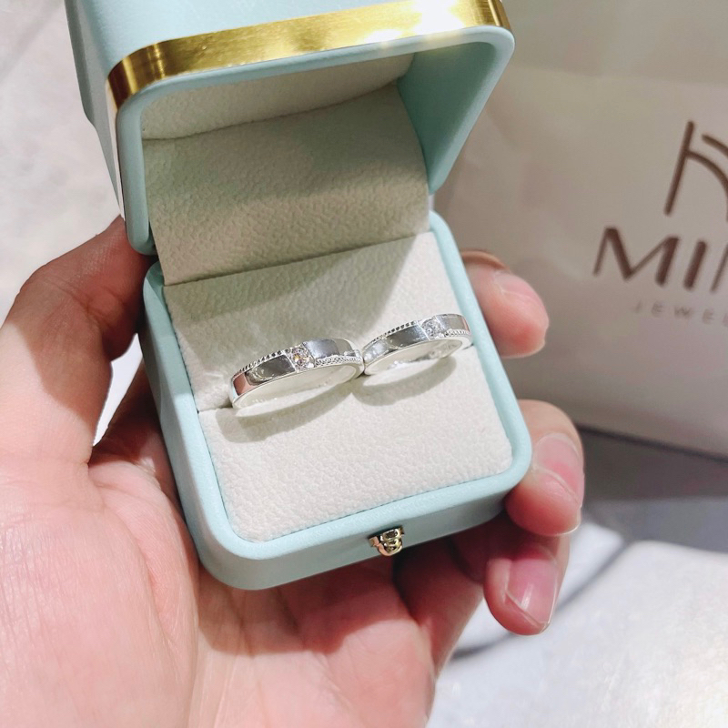 Nhẫn Cặp nhẫn đôi bạc cao cấp khắc tên NC01 tình yêu nam nữ bạn thân - Mina Jewelry trang sức bạc thật