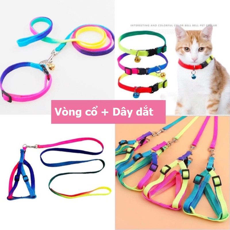 Hanpet - Dây dắt chó- Dây dắt 7 sắc kèm vòng cổ