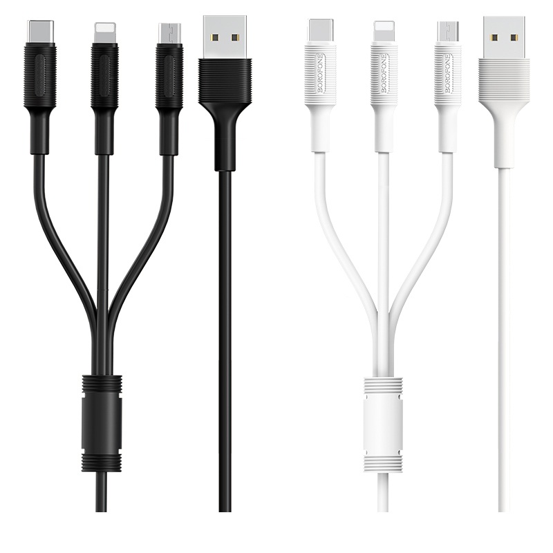 Cáp sạc 3 trong 1 Lightning- Type C- Micro USB dài 1m Borofone BX1