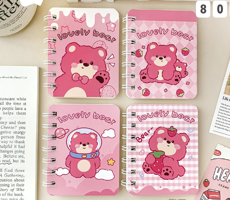 Sổ lò xo a7 gấu dâu hồng cute