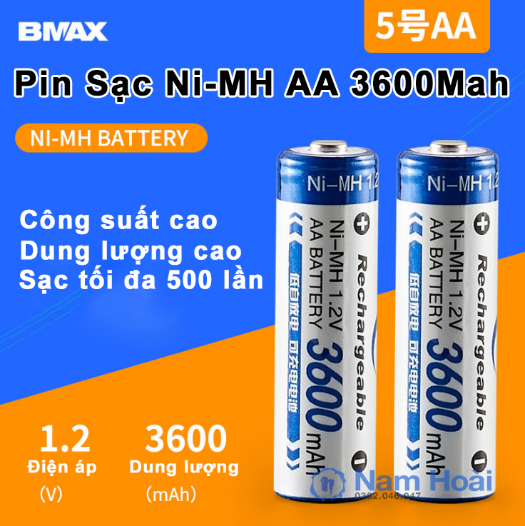 Pin sạc BMAX AA 1.2V 1300mAh 3600mAh đồ chơi điện điều khiển từ xa Pin AA