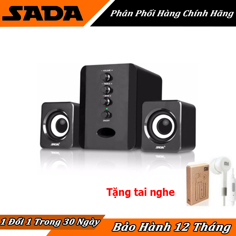 [SẬP SÀN] Loa vi tính. Loa máy tính. Loa soundbar SADA D-202 siểu trầm, công suất lớn, điểu chỉnh bass, treble dễ dàng + Tặng tai nghe nhét tai cao cấp