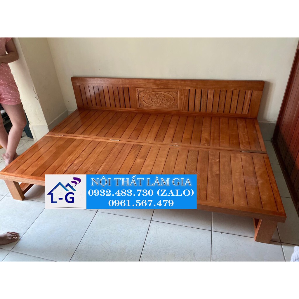 Giường gấp đa nang gỗ sồi cao cấp 1m4