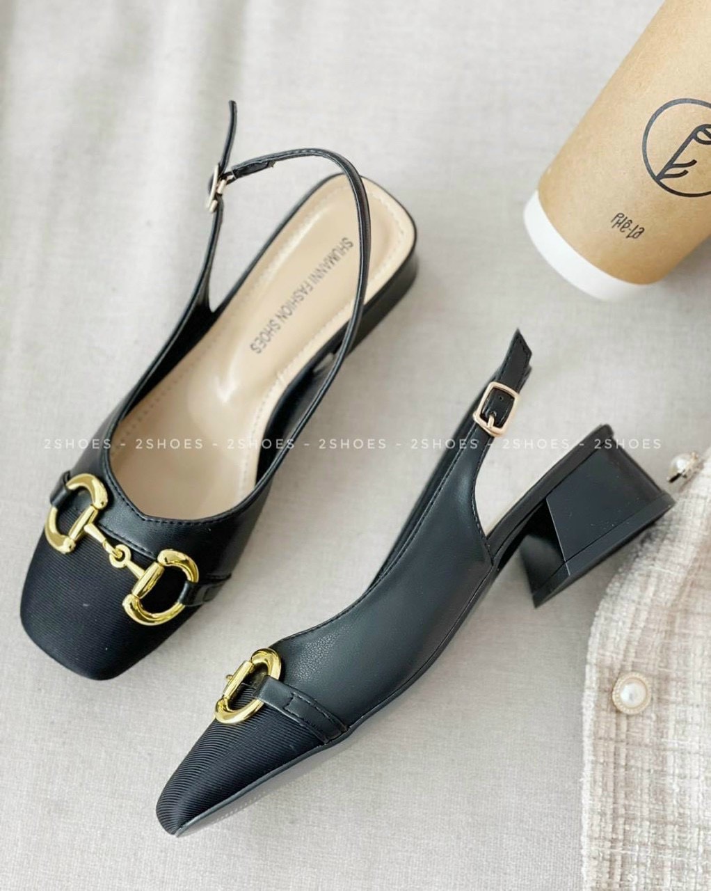 Sandal cao gót vuông 3p , giày cao gót phối khóa cực đẹp 001