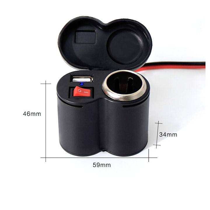 [HCM]Sạc Điện Thoại Gắn Xe Máy 2in1