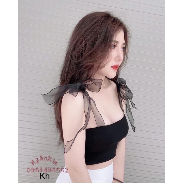 Áo hai dây thun gân sang chảnh
