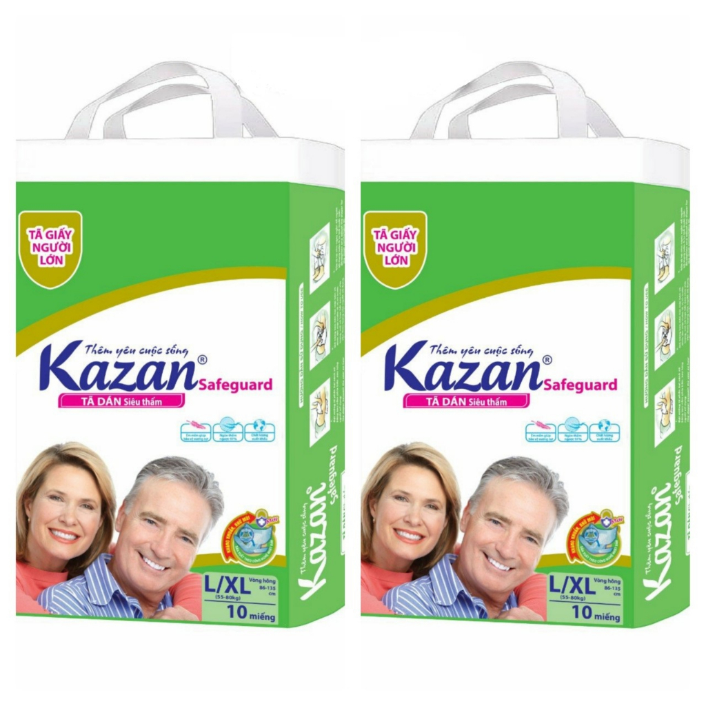 Combo 2 gói tã dán người lớn kazan size m/l, size l/xl 10 miếng